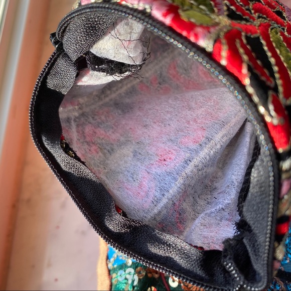 PINK Black Floral Boho Fabric Crossbody Pouch - Picture 6 of 6